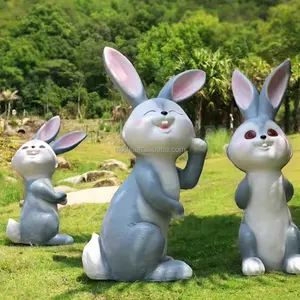 公園卸売購入ウサギの彫刻配置された子供の楽園装飾的な彫像テーマパークおもちゃの彫刻