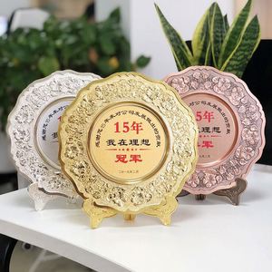 Standing and Wall Hanging,Big Custom <b>Engraved</b> Antique Nickle Gold Award Metal Decorative Memorial <b>Plaque</b>/ - Product Image 1