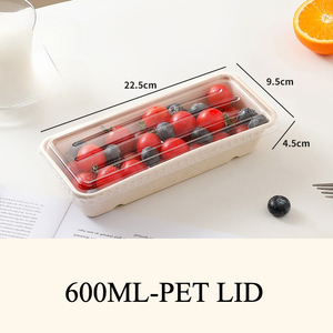 Kotak Baki Buah 600ml Tahan Air, Portabel, Biodegradable, dari Bubur Kertas Kraft Berkualitas Tinggi dengan Tutup, untuk Kemasan Keripik Kentang dan Camilan Piknik - Product Image 2
