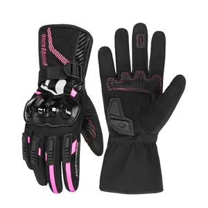 新款彩色女童摩托车骑行手套粉色冬季保暖防水手套