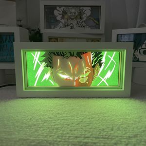 Lampe de sculpture sur papier d'anime One Pieces Zoro Chopper, cadre photo en bois, ornement de bureau, veilleuse Luffy, lampe de chevet pour chambre à coucher - Product Image 6