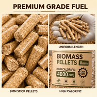 Granulés de biomasse en gros 8 mm en bois de peuplier haute densité, biocarburant, sac de 15 kg pour chauffage résidentiel et systèmes de cuisson