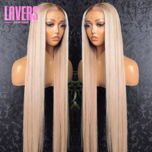 Perruque de cheveux humains 40 pouces, densité 250, ultra-lisse, blond 613, frontale HD 13x6 13x4, pré-épilée, pour <span class=keywords><strong>femme</strong></span>, 300g, frontale transparente - Product Image 5