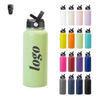Bouteille d'eau sport isotherme en acier inoxydable personnalisée de 24 oz et 32 oz avec poignée pour le sport, les voyages, l'école, sans BPA, gourde isotherme sous vide