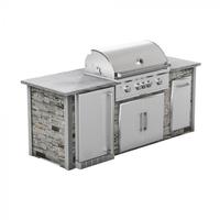 Nueva Parrilla de Gas Integrada de Acero Inoxidable 304 Resistente a la Oxidación con Fregadero de Piedra Natural, 4x3.55KW LPG/NG para 5+ Personas