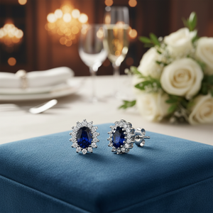 18K Or Blanc Saphir Diamant Boucles D'oreilles Style Ethnique Mariage Fiançailles Anniversaire Fête Cadeau pour Femmes Élégantes - Product Image 3
