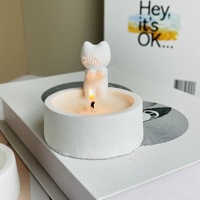 Bougies en céramique en forme de chat blanc antique, décoration de table à thème animal, bougies à thé en céramique mignonnes en forme de chat, vente en gros