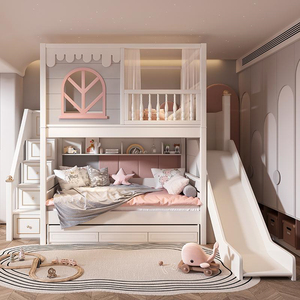 Castello di lusso <span class=keywords><strong>king</strong></span> and queen bambini letto a soppalco moderno letto a castello combinato in legno per ragazze bambini camera da letto mobili letto a castello scale - Product Image 6