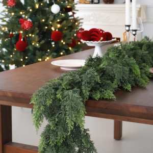 Guirnalda Decorativa de Hojas de Cedro y Ciprés Artificiales, Aspecto Natural, con Pegamento Suave, para Navidad, Hogar, Pino, Enredadera, Planta Verde, Estilo Europeo - Product Image 6