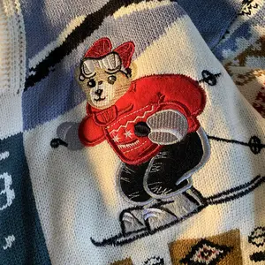 Pull en tricot avec logo personnalisé, OEM, Design du câble visible, mode noël