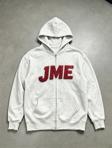 เสื้อฮู้ดซิปปักลาย JME แขนยาวปกติสำหรับผู้ชาย ผ้าฟลีซคอตตอน ใส่ได้ในฤดูใบไม้ร่วง มีโลโก้ด้านหน้า แบบถัก - Product Image 1