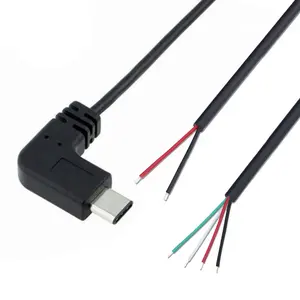 Поддержка OEM USB 2,0 90 градусов прямой тип c штекер для открытия оголенного 2 провода usb c кабель