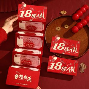 Joyeux anniversaire ! Enveloppe rouge pliée avec estampage doré - Un cadeau d'anniversaire pour mon meilleur fils et ma meilleure fille - 18e anniversaire - Maturité symbolisée - Product Image 2
