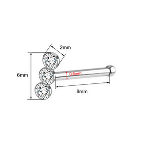 En gros personnalisé hypoallergénique trois pierre anneau de nez <span class=keywords><strong>narine</strong></span> <span class=keywords><strong>piercing</strong></span> chirurgical en acier inoxydable or broche nez Bijoux De corps - Product Image 2