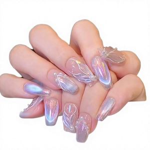 ขายส่งเล็บปลอมแบบกดติดลายตาแมว 24 ชิ้น ทรงอัลมอนด์สั้น ดีไซน์สวย - Product Image 2