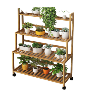 Eco-Friendly Natural Bamboo Floor Type Non-Folding Flower <b>Shoe</b> Rack Plant Stand for Kitchen Home Decoration - Product Image 3