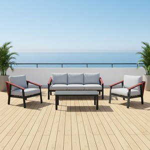 Ensemble <span class=keywords><strong>de</strong></span> canapés <span class=keywords><strong>de</strong></span> patio en aluminium imperméable moderne, meubles d'extérieur, ensemble <span class=keywords><strong>de</strong></span> canapés modulaires <span class=keywords><strong>de</strong></span> <span class=keywords><strong>jardin</strong></span> avec table basse - Product Image 2