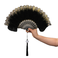 Éventail pliant en bambou Lolita, nouveau style classique, art populaire, avec motif peint, thème Fille Fée et Plume, cadeau d'affaires