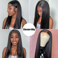 Pelucas de Cabello Humano Virgen Remy al por Mayor, Lisas, con Frente de Encaje Transparente 13x4, Gorra Ajustable, para Mujeres Negras de Vietnam