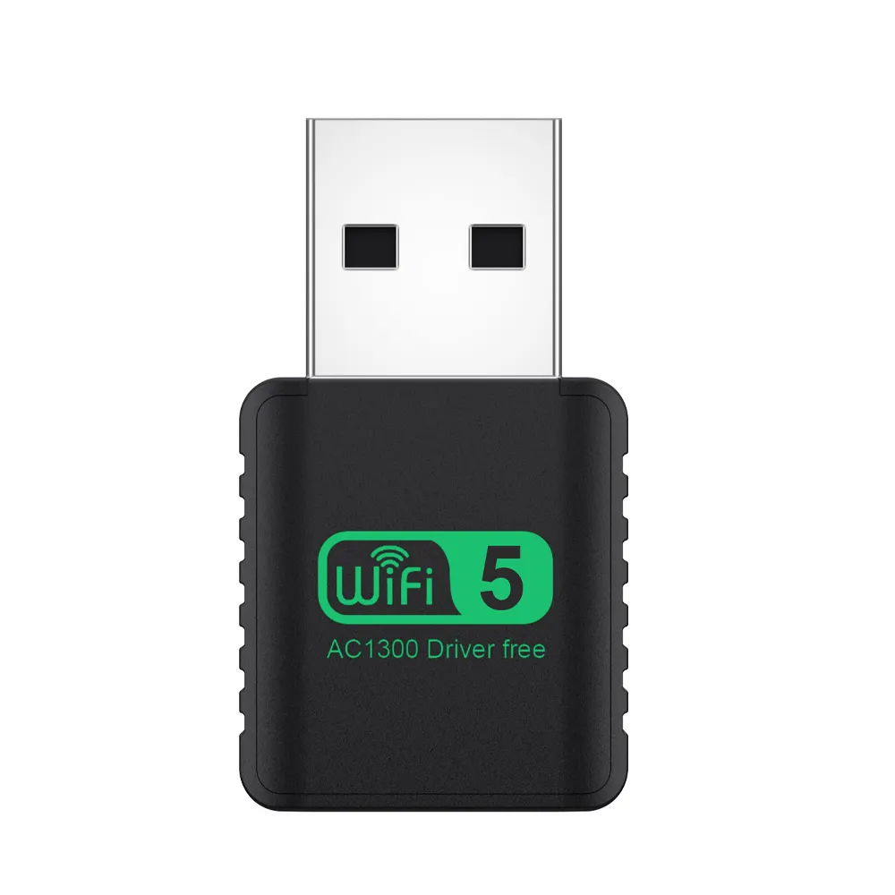 Drive adapter wifi usb nirkabel 1300mbps, gratis Drive adaptor USB Dongle WiFi 5.8GHz & 2.4GHz Untuk Laptop komputer PC