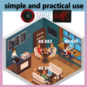 Thức ăn nhanh nhà hàng bảng buzzer hệ thống máy nhắn tin không dây Waiter hệ thống cuộc gọi 1 hiển thị 8 điều khiển từ xa máy nhắn tin - Product Image 4