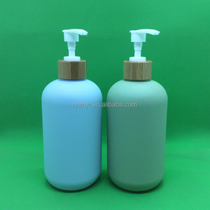 Emballage de soins de la peau Ensemble de lavage corporel 200ML 300ML 500ML Bouteille de shampooing verte douce au toucher Bouteille de lotion ronde rechargeable mate - Product Image 6