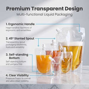 Bolsas Transparentes con Boquilla para Líquidos, Agua, Jugos y Bebidas, Bolsas de Plástico con Boquilla para Exprimir, 250 ml, 500 ml - Product Image 3