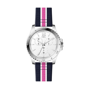 Unisex Quartz <b>Watch</b> with Metal <b>Case</b> and Colorful Nylon Strap, Fashion Casual Design for Street, Party and Daily Social Wear. - Product Image 2