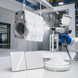 Revêtement en poudre époxy polyester blanc pour <span class=keywords><strong>extérieur</strong></span>, résistant aux UV et aux intempéries, pour équipements de sécurité et machines de construction - Product Image 1