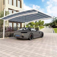 Abri de voiture à pente unique en aluminium avec toit en polycarbonate, vente en gros d'usine