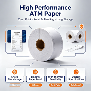 Rouleau de papier thermique pour guichet automatique, format personnalisé, papier de transaction bancaire, vente en gros directe d'usine OEM, export - Product Image 5