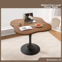 Table basse en MDF durable la plus vendue avec un design moderne en trèfle à quatre feuilles, pieds en métal, bord facile à nettoyer, idéale pour les salons d'appartement