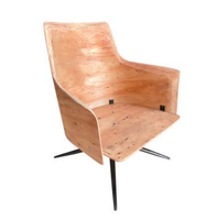 Chaise pivotante en bois d'eucalyptus avec plateau en contreplaqué courbé pour bureau ou salon, accessoire de mobilier