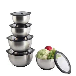 1.5/2/3/4/5 Qrt With Airtight Clear Lid Premium Stainless Steel Mixing Bowls