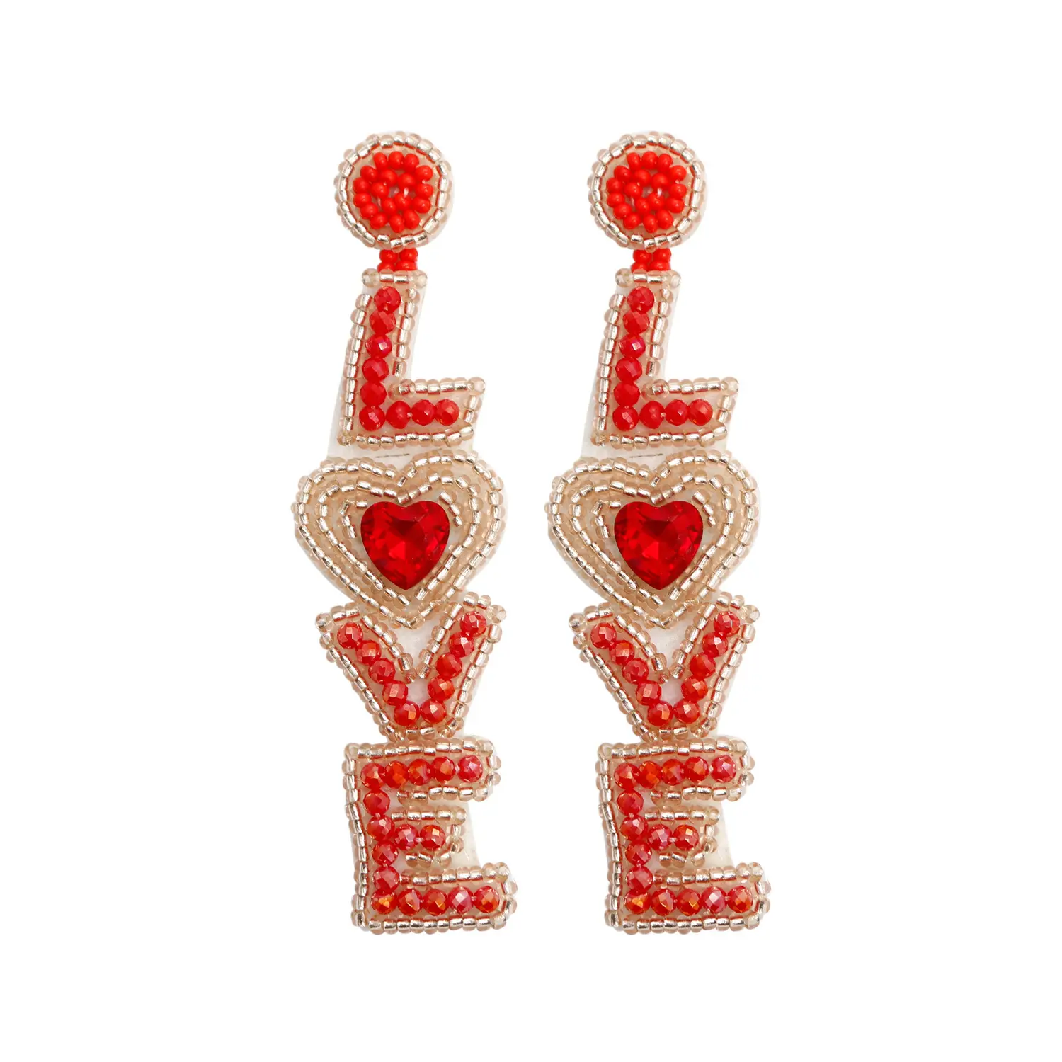 Romantic Valentine's Day Gifts LOVE Letter Earrings Hand-woven Bohemian Rice Beads Valentine's Day Earrings For Women Girls