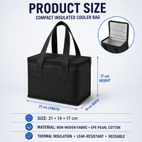 Sac isotherme réutilisable en tissu non tissé CB avec doublure en aluminium, moyen (30-50 cm), poignée supérieure, motif lettres, logo personnalisé, pour pique-nique et aliments