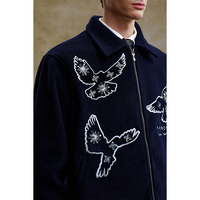 Veste de baseball en molleton de coton à sequins brodés de haute qualité pour hommes, coupe courte, poids lourd, manches longues, veste universitaire pour homme