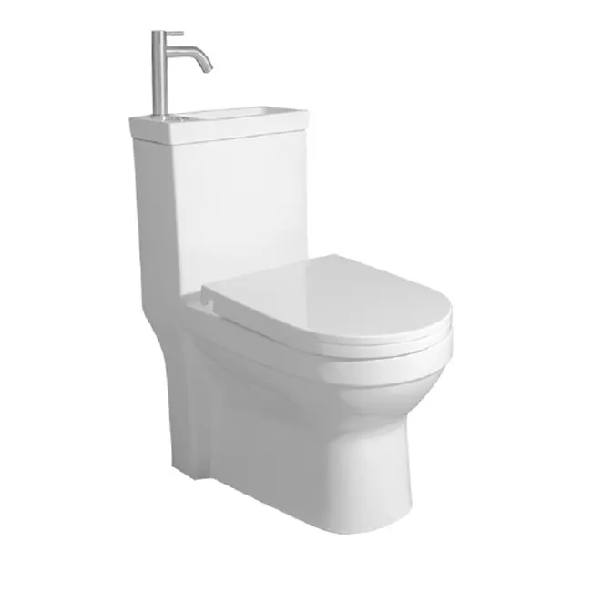 Sanitary Wares One Piece Fo WC com pia China Luxo Branco Banheiro Moderno Cerâmico 3 Anos Smart Toilet P-armadilha 185mm