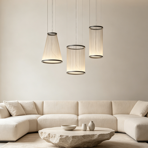 Grande suspension bohème - Luminaire LED moderne tressé à la main avec anneaux industriels pour la décoration de la maison, des hôtels et des restaurants - Product Image 2