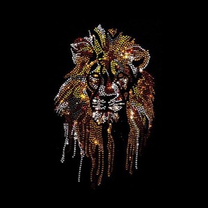 Trasferimento di calore con strass a vortice motivo animale personalizzato Bling Fix ferro caldo su Patch trasferimento di leone con stampa a caldo per magliette - Product Image 1