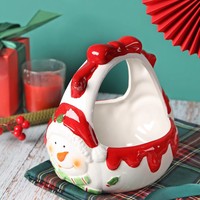 Ensemble de vaisselle de Noël écologique, peint à la main, Père Noël, sapin, bols et assiettes en céramique de forme spéciale