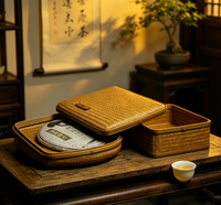 Boîte à thé Pu'er en bambou tressé faite à la main, écologique, portable, avec support suspendu, design moderne, boîte-cadeau artisanale pour la maison