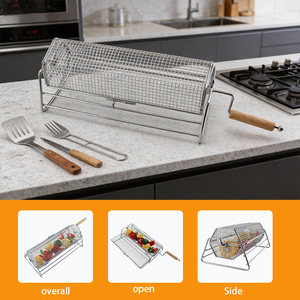 Accesorios para <span class=keywords><strong>Barbacoa</strong></span> de Alta Resistencia, Cesta Giratoria Extraíble para Asar al Aire Libre - Product Image 3