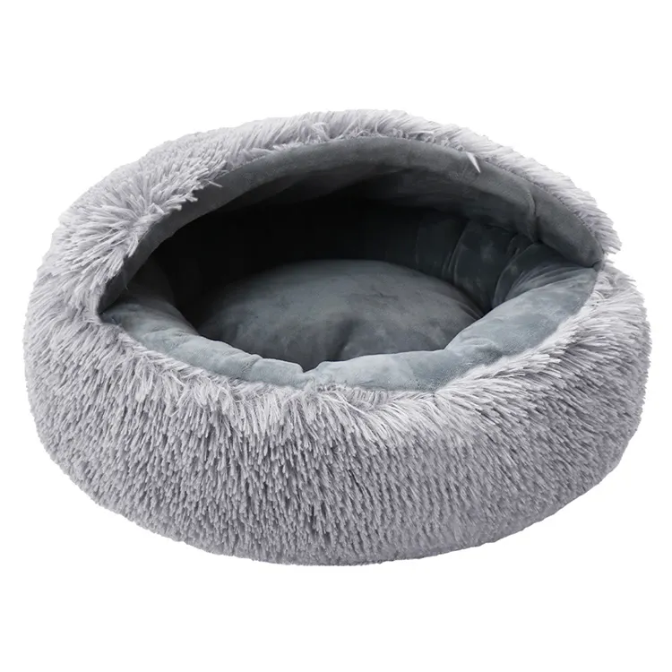 Sıcak satış iyi fiyat kedi köpek sakinleştirici yatak Donut kısa peluş sıcak tutmak rahat Donut köpek yatağı