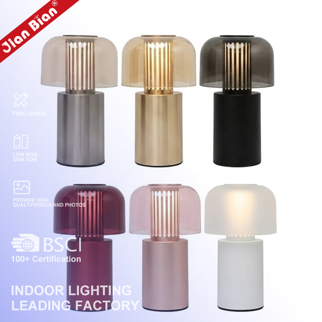 Portable Restaurant Champagne Translucent Shade Dimmable Rechargeable Night Light Top Touch Control Cordless LED Table Lamp