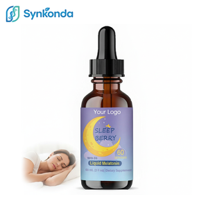 Gouttes de mélatonine liquide OEM 60 ml, complément alimentaire pour le sommeil avec vitamine D3, L-théanine, extrait de sureau, saveur naturelle de baies - Product Image 1