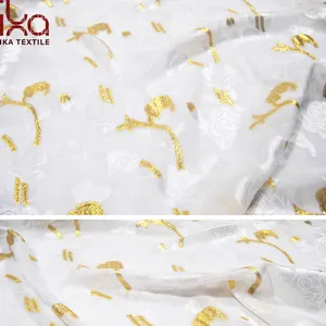 Luxury Gold Brocade Thin Korean Silk Chiffon Metallic Jacquard Fabric Garment With Lurex