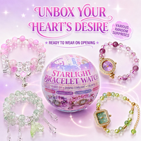 Bracelet-montre perlé prêt à expédier, boîte mystère, jouet, cadran en cristal étincelant, style aléatoire, cadeau surprise de vacances pour enfants