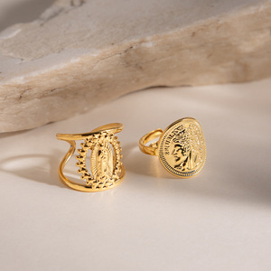 Fashion <b>Rings</b> 18K Gold Stainless Steel <b>Open</b> <b>Ring</b> For Women Gift Jewelry - Product Image 4