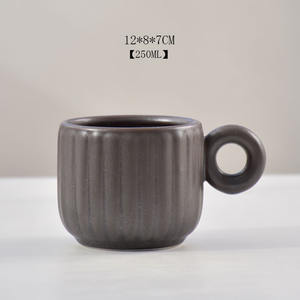 Niche Retro japonés creativo colgante oreja Latte arte cerámica taza de café platillo diseño novedoso para el té de la tarde y el desayuno - Product Image 6